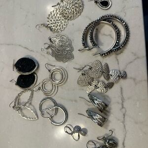 Elegant Silver Hoop and Dangle Earrings Set